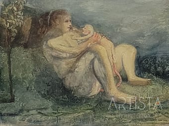 55-38X29 CM OIL ON WOOD